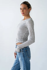 Mason Sheer Top in Heather Grey