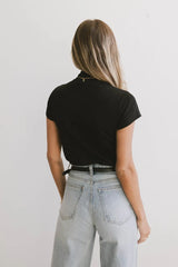 Marley Mock Neck Tee in Black