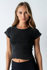 Millie Reverse Seam Top in Black