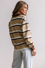 Megan Striped Top in Taupe