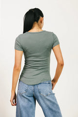 Serena Henley Top in Sage