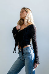 Joy Ruffle Top in Black