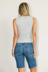 Lucas Button Up Tank Top in Grey