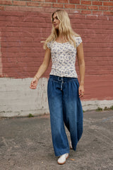 Jaynie Floral Top in Cream