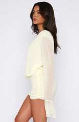 Wild Encore Long Sleeve Mini Dress Lemon