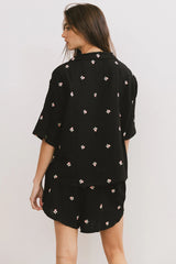 Elia Floral Blouse in Black