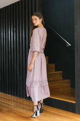 Willa Sleeved Ruffle Dress in Lavender