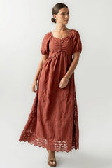 Luca Embroidered Maxi Dress in Dark Berry