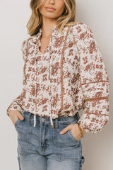 Imann Floral Blouse in Rust