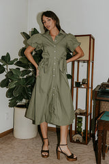 Terry Collared Midi Dress