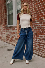 Serra Contrast Top in Burgundy