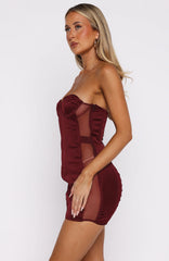 Park Avenue Princess Mini Dress Burgundy
