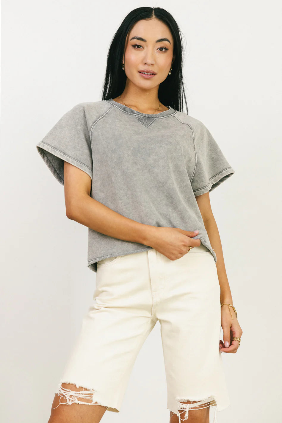 Sierra Cap Sleeve Top in Grey