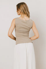 Collins Ribbed Top in Taupe