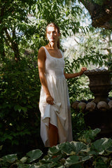 Raven Striped Midi Dress in Natural