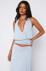 On Display Halter Top Baby Blue