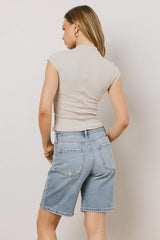 Noel Mock Neck Top in Fog