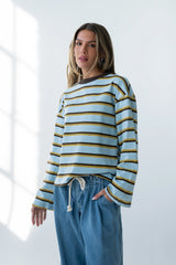 Kiana Striped Top in Light Blue