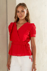 Holly Textured Blouse in Red