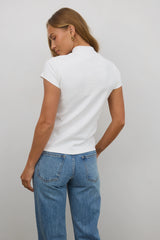 Marley Mock Neck Tee in White