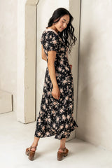 Vera Floral Maxi Dress in Black
