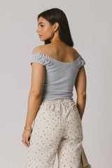 Ace Ribbed Top in Powder Blue