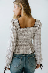 Vale Smocked Blouse in Mocha