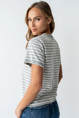 Walker Scalloped Top in Grey