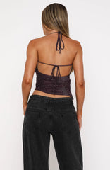Big City Lights Halter Top Plum
