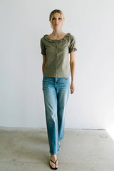 Connie Ruffle Blouse in Olive