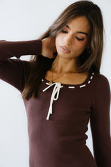 Janet Ribbed Maxi Dress in Brown