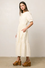 Finey Button Front Maxi Dress in Cream
