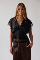 Chelsea Satin Blouse in Black