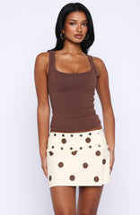 Dazzle Darling Mini Skirt Cream/Chocolate Polka Dot