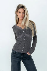 Bennet Lace Trim Top in Black