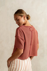 Amaya Knit Tee in Brick