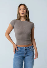 Asher Ribbed Top in Taupe