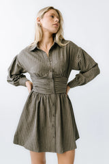 Lonnie Striped Mini Dress in Grey