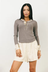 Elise Ribbed Top in Brown