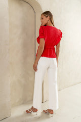 Holly Textured Blouse in Red