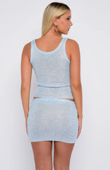 My Little Secret Sequin Knit Mini Skirt Ice Blue
