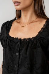 Hadley Embroidered Blouse in Black