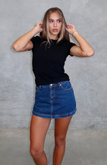 All Your Problems Denim Skort Dark Blue