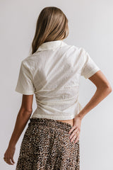 Brandy Ruched Button Up in Cream