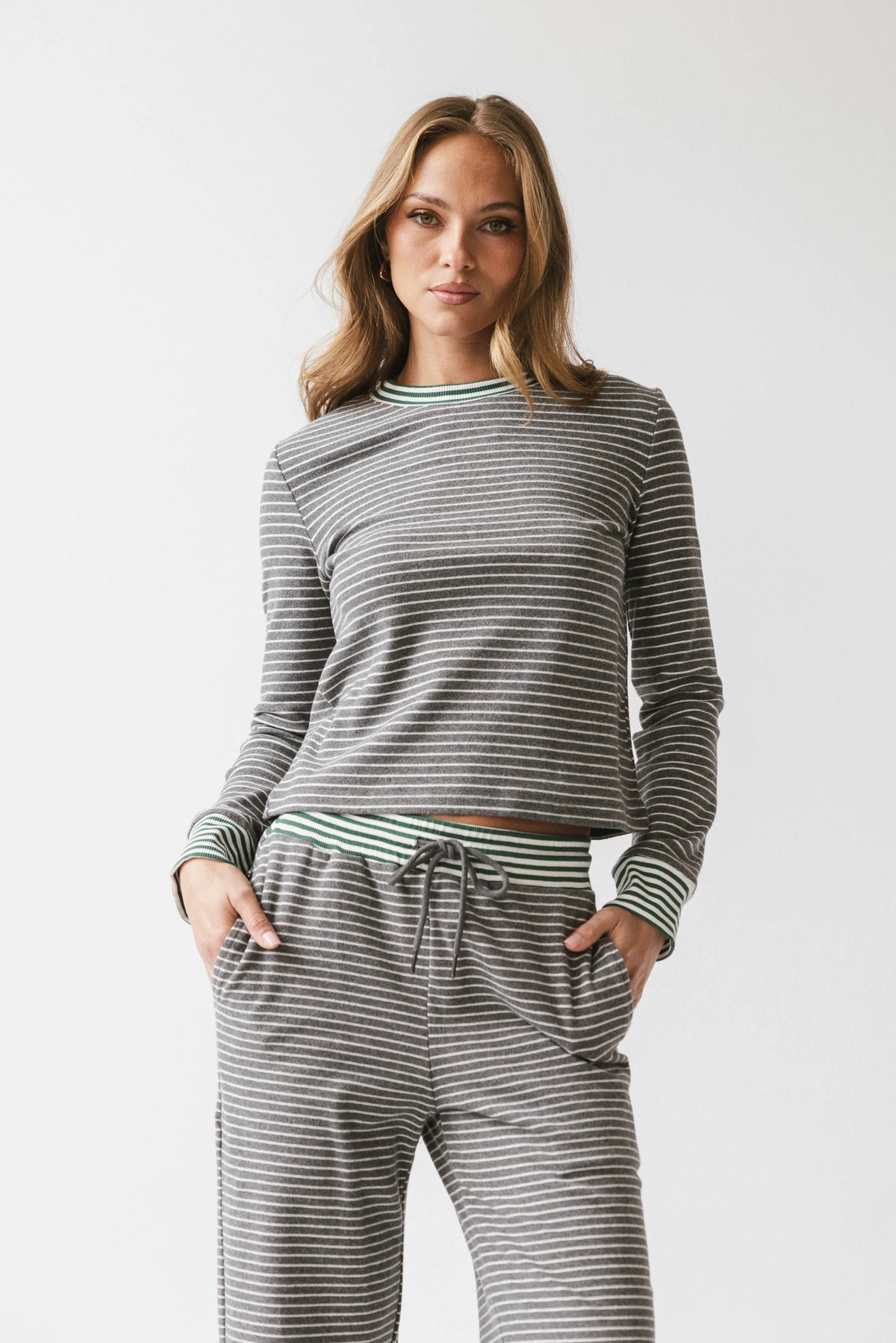 April Striped Top in Grey