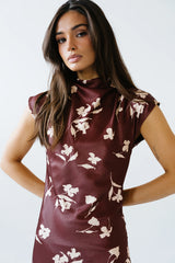 Carson Floral Maxi Dress in Red-Brown