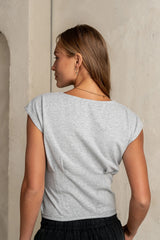 Tam Pleated Top in Heather Grey