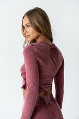 Kassie Crossover Crop Top in Berry