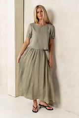 Elani Tie Blouse in Olive