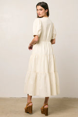 Finey Button Front Maxi Dress in Cream